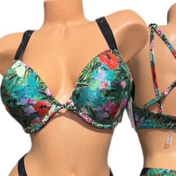 Victorias Secret Swim Bombshell Shine Strap Add-2-Cups Push Up Bikini Top 38DD - Picture 5 of 8